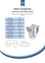 LH series 80mm fixed top plate 100x85mm castor with nylon plain bearing wheel 350kg - Spec Sheet