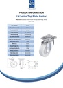 LH series 100mm swivel top plate 100x85mm castor with nylon plain bearing wheel 500kg - Spec Sheet