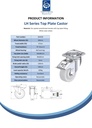 LH series 100mm swivel/brake top plate 100x85mm castor with nylon ball bearing wheel 500kg - Spec Sheet