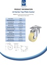 LH series 100mm swivel top plate 100x85mm castor with cast nylon ball bearing wheel 700kg - Spec Sheet