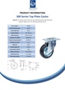 300 series 100mm swivel top plate 100x80mm castor with black rubber on pressed steel centre roller bearing wheel 90kg - Spec Sheet