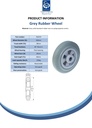 Wheel series 160mm grey rubber on polypropylene centre 20mm bore hub length 60mm plain bearing 135kg - Spec Sheet