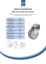 300 series 100mm swivel bolt hole 10,5mm castor with grey TPR-rubber on polypropylene centre ball bearing wheel 110kg - Spec Sheet