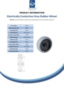 Wheel series 80mm electrically conductive grey TPR-rubber on polypropylene centre 12mm bore hub length 35mm plain bearing 65kg - Spec sheet