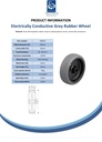 Wheel series 100mm electrically conductive grey TPR-rubber on polypropylene centre 12mm bore hub length 35mm plain bearing 70kg - Spec sheet