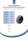 Wheel series 100mm electrically conductive grey TPR-rubber on polypropylene centre 12mm bore hub length 45mm plain bearing 70kg - Spec sheet