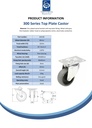 300 series 80mm swivel top plate 100x80mm castor with electrically conductive grey TPR-rubber on polypropylene centre plain bearing wheel 65kg - Spec sheet