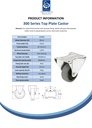 300 series 80mm fixed top plate 100x84mm castor with electrically conductive grey TPR-rubber on polypropylene centre plain bearing wheel 65kg - Spec sheet