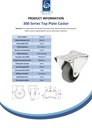 300 series 100mm fixed top plate 100x84mm castor with electrically conductive grey TPR-rubber on polypropylene centre plain bearing wheel 70kg - Spec sheet