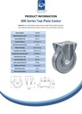 300 series 160mm fixed top plate 146x107mm castor with electrically conductive grey polyurethane on nylon centre ball bearing wheel 350kg - Spec sheet