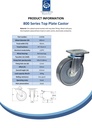 800 series 160mm swivel top plate 135x110mm castor with electrically conductive grey polyurethane on nylon centre ball bearing wheel 400kg - Spec sheet