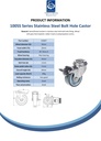 100SS series 50mm stainless steel swivel/brake bolt hole 11mm castor with grey TPR-rubber on polypropylene centre plain bearing wheel 40kg - Spec sheet