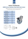 100SS series 75mm stainless steel swivel/brake bolt hole 11mm castor with grey TPR-rubber on polypropylene centre plain bearing wheel 60kg - Spec sheet