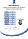 100SS series 50mm stainless steel fixed top plate 60x60mm castor with electrically conductive grey TPR-rubber on polypropylene centre plain bearing wheel 30kg - Spec sheet