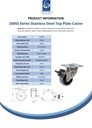 100SS series 50mm stainless steel swivel/brake top plate 60x60mm castor with electrically conductive grey TPR-rubber on polypropylene centre plain bearing wheel 30kg - Spec sheet