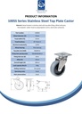 100SS series 75mm stainless steel swivel top plate 60x60mm castor with electrically conductive grey TPR-rubber on polypropylene centre plain bearing wheel 50kg - Spec sheet