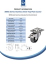 300SS series 80mm stainless steel swivel/brake top plate 100x85mm castor with electrically conductive grey TPR-rubber on polypropylene centre plain bearing wheel 65kg - Spec sheet