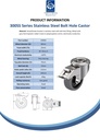 300SS series 80mm stainless steel swivel/brake bolt hole 13mm castor with electrically conductive grey TPR-rubber on polypropylene centre plain bearing wheel 65kg - Spec sheet