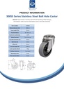 300SS series 100mm stainless steel swivel bolt hole 13mm castor with electrically conductive grey TPR-rubber on polypropylene centre plain bearing wheel 70kg - Spec sheet