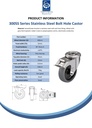 300SS series 100mm stainless steel swivel/brake bolt hole 13mm castor with electrically conductive grey TPR-rubber on polypropylene centre plain bearing wheel 70kg - Spec sheet