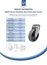 300SS series 125mm stainless steel swivel bolt hole 13mm castor with electrically conductive grey TPR-rubber on polypropylene centre plain bore wheel 80kg - Spec sheet