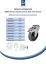 300SS series 125mm stainless steel swivel/brake bolt hole 13mm castor with electrically conductive grey TPR-rubber on polypropylene centre plain bore wheel 80kg - Spec sheet