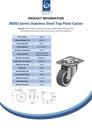 300SS series 80mm stainless steel swivel top plate 100x85mm castor with electrically conductive grey polyurethane on nylon centre additional sealed single ball bearing wheel 100kg - Spec sheet