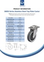 300SS series 125mm stainless steel swivel top plate 100x85mm castor with electrically conductive grey polyurethane on nylon centre additional sealed single ball bearing wheel 150kg - Spec sheet