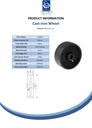 Wheel series 100mm cast iron 15mm bore hub length 48mm plain bearing 450kg - Spec sheet