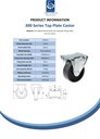 300 series 75mm fixed top plate 100x84mm castor with cast iron plain bearing wheel 170kg - Spec sheet