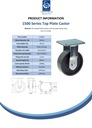 1500 series 150mm fixed top plate 135x110mm castor with cast iron roller bearing wheel 1000kg - Spec sheet