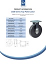 1500 series 200mm fixed top plate 135x110mm castor with cast iron roller bearing wheel 1150kg - Spec sheet