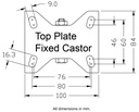 300 series 100mm fixed top plate 100x84mm - Plate drawing