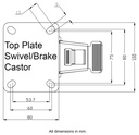 300 series 100mm swivel/brake top plate 100x80mm - Plate drawing