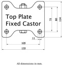 800 series 125mm fixed top plate 135x114mm - Plate drawing