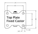 322 series 100mm fixed top plate 105x88mm - Plate drawing