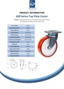 800 series 200mm swivel top plate 135x110mm castor with polyurethane on nylon centre ball bearing wheel 750kg - Spec sheet