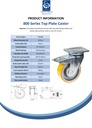 800 series 150mm swivel/brake top plate 135x110mm castor with polyurethane on cast iron centre ball bearing wheel 800kg - Spec sheet