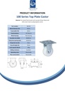 100 series 50mm fixed top plate 60x60mm castor with nylon tread on polypropylene centre plain bearing wheel 50kg - Spec sheet