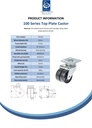 100 series 2x50mm swivel top plate 60x60mm castor with polypropylene plain bearing wheels 80kg - Spec sheet