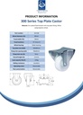 300 series 80mm fixed top plate 100x84mm castor with polypropylene roller bearing wheel 120kg - Spec sheet