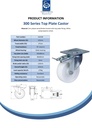 300 series 125mm swivel/brake top plate 100x80mm castor with polypropylene roller bearing wheel 170kg - Spec sheet