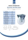 322 series 125mm fixed top plate 105x88mm castor with nylon roller bearing wheel 270kg - Spec sheet