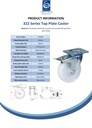 322 series 125mm swivel/brake top plate 106x86mm castor with nylon roller bearing wheel 270kg - Spec sheet