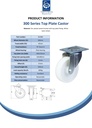 300 series 160mm swivel top plate 140x110mm castor with nylon plain bearing wheel 300kg - Spec sheet