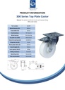 300 series 160mm swivel/brake top plate 140x110mm castor with nylon plain bearing wheel 300kg - Spec sheet