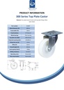 300 series 200mm swivel top plate 140x110mm castor with nylon plain bearing wheel 350kg - Spec sheet