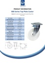 800 series 150mm swivel top plate 135x110mm castor with nylon plain bearing wheel 800kg - Spec sheet