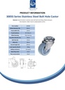 300SS series 80mm stainless steel swivel bolt hole 12mm castor with grey TPR-rubber on polypropylene centre plain bearing wheel 100kg - Spec sheet