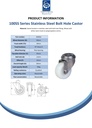 100SS series 50mm stainless steel swivel bolt hole 10mm castor with nylon tread on polypropylene centre plain bearing wheel 50kg - Spec sheet